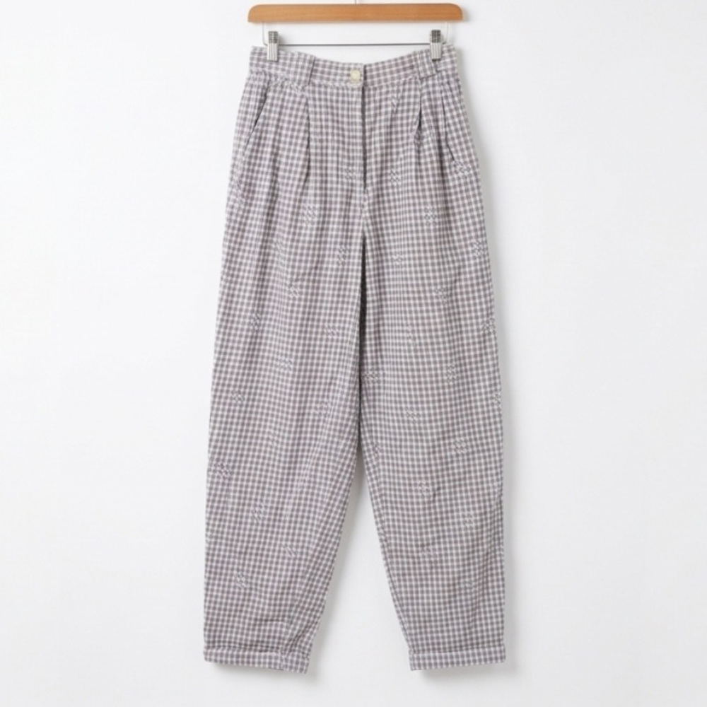 John Henry Editions Vintage gingham check trousers, Seersucker Cotton Sz 6